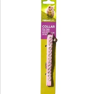 Pink Cat Collar with Rhinestones and Silver Bell